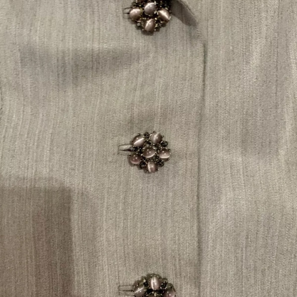 DANA BUCHMAN Gray Wool Blend Wide Leg Pants Suit - Picture 3 of 7